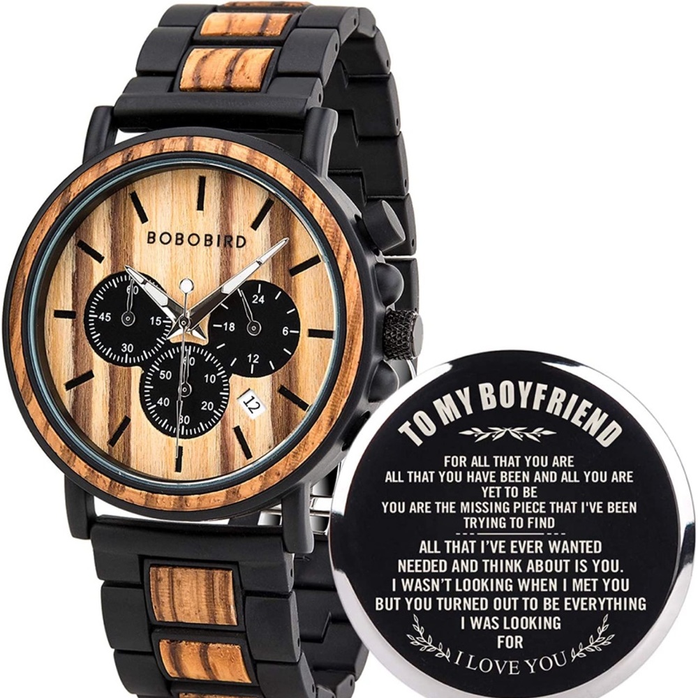 🌱MEN’S BOYFRIEND GIFT WOOD LUXURY CHRONOGRAPH MILITARY WATCH*NEW*